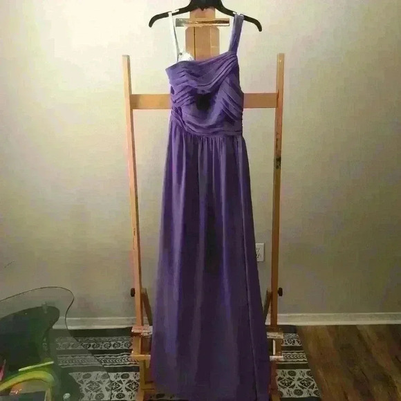 NWT Alfred Angelo Bridesmaids Lilac Purple Chiffon Long Maxi Prom Dress - Picture 1 of 9
